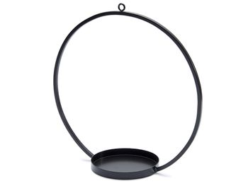 Metal ring hanging 30cm black + tray