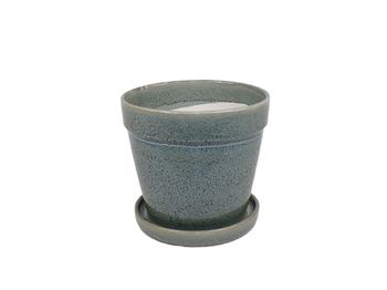 Arcey pot met schotel D17 H15cm Bean Blue