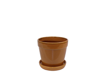 Arcey pot met schotel D15 H13cm Amber