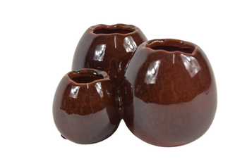 Groep vaasjes Dinan Keramiek 19x15x10cm Warm Rood