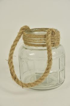 Glasvaas Dublin D12 H14cm helder met jute touw