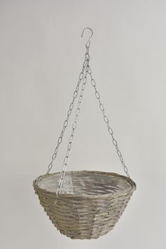 Hanging basket riet Grey wash D32 H17cm