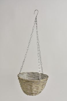 Hanging basket riet Grey wash D24 H14cm
