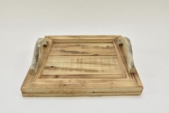 Tablett quadratisch mit Griffen Holz natur 25x25x6cm