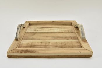 Tablett quadratisch mit Griffen Holz natur 33x33x7cm