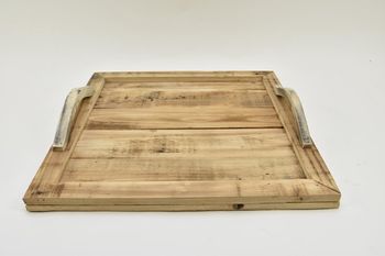 Tablett quadratisch mit Griffen Holz natur 39x39x7cm