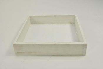 Houten tray vierkant white-wash 20x20x4cm