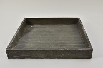 Houten tray vierkant grey-wash 30x30x4cm