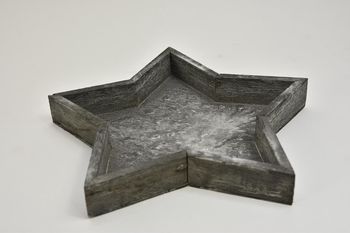 Houten tray ster grey-wash 25x25x3cm