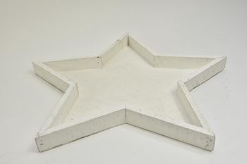 Holztablett Stern weiß-wash 40x40x3cm