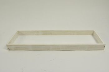 Holztablett Rechteck weiß-wash 42x14x3cm