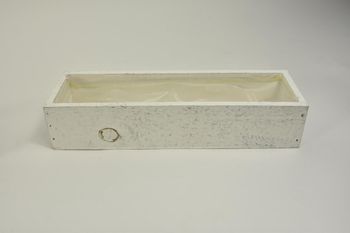Houten tray/planter rechthoek white-wash 30x9x6cm