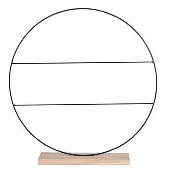 Decoratie cirkel op houten voet met spijlen zwart - b9xd55cm