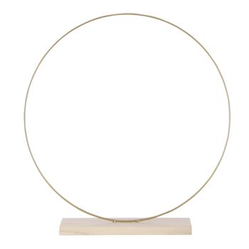 Decoratie cirkel op houten voet goud - b9xd55cm