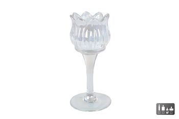 Theelichthouder "Tulip" S ion pearl glas 7x7x16cm