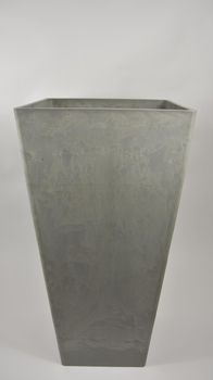 Quadratische Vase ''Köln'' 41x41x81cm Hellgrau (mit Deckel, Loch im Boden) aus schwerem Kunststoff