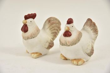 Huhn und Hahn Barney jeweils aus Keramik - 11cm