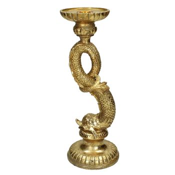 Candle Holder Fish Polyresin Gold 11.4x11.4x31.2cm