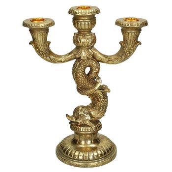 Candle Holder Fish Polyresin Gold 22x12x28.5cm