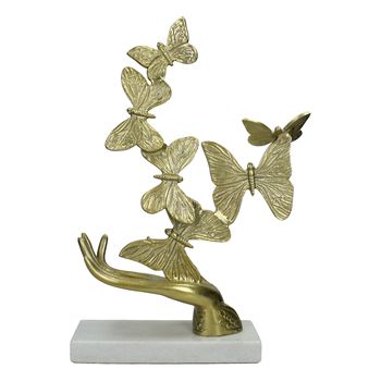 Ornament Hand Butterfly Aluminium Gold 30x10x46cm
