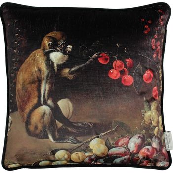 Cushion Monkey Velvet Black 45x45cm
