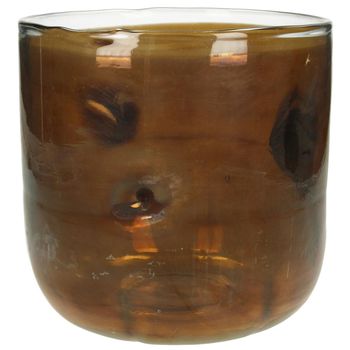 Candle Holder Glass Brown 17x17x17cm