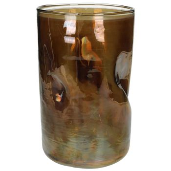 Candle Holder Glass Brown 15x15x27cm