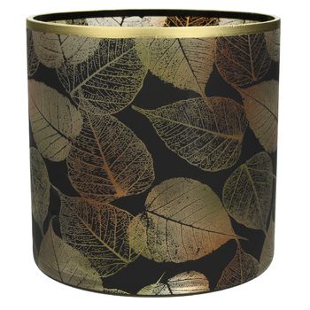 Candle Holder Leaf Glass Black 15x15x15cm
