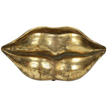 Planter Lips Polyresin Gold 37.3x14.2x17cm