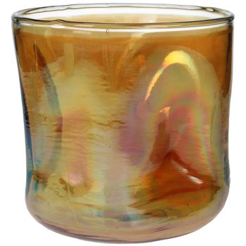 Candle Holder Glass Orange 14x14x14cm