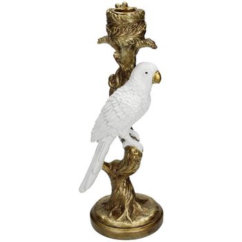 Kerzenhalter Vogel Polyresin Weiß 10x9x25.5cm