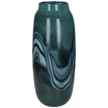 Vase Glass Blue 15x15x34cm