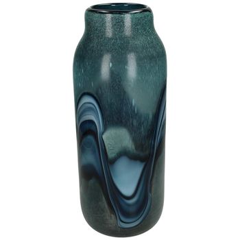 Vase Glass Blue 16x16x38cm