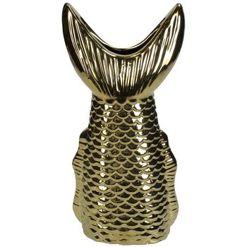 Vase Fish Tail Fine Earthenware Gold 13.5x7.5x28.5cm