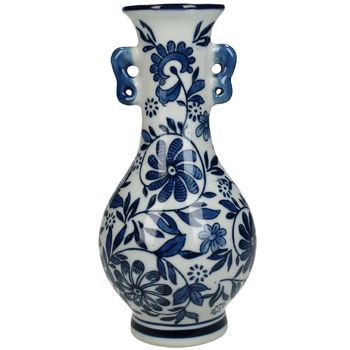 Vase Porcelain Blue 10x10x21cm
