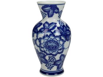 Vase Porcelain Blue 9x9x15.5cm