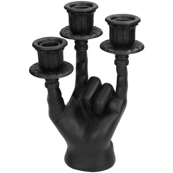 Candle Stick Hand Polyresin Black 16x11.5x23.5cm