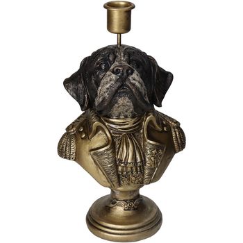 Ornamen/Candle stick Dog Statue Polyresin Gold 13x9.5x24cm