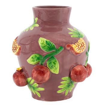 Aardewerk vaas granaatappel 18,6x24,6x26,3cm