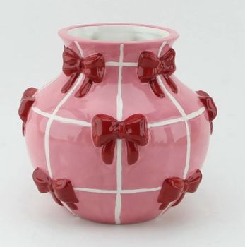 Aardewerk vaas bows 14,6x14,6x13,2cm