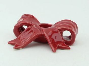Kaarsenstandaard bow rood 11,5x8x4cm