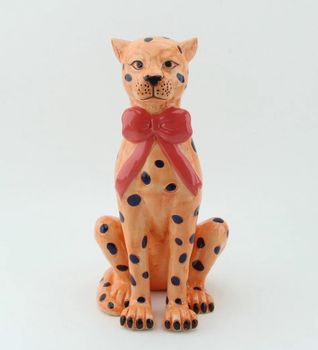 Aardewerk ornament luipaard 12,8x15,2x25,6cm