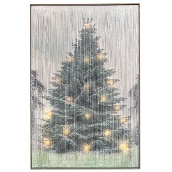 Schilderij draad dennenboom met verlichting 55,5x84x2,5cm