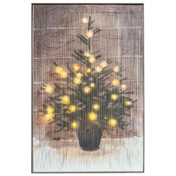 Schilderij draad kerstboom met verlichting 55,5x84x2,5cm