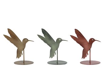 Sculptuur "Kolibri" kleur 3 assortie metaal 12,5x5x14cm