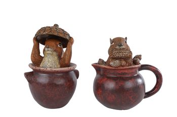 Sculptuur "Squirrel" bruin 2 assortie polystone 11,5x10,3x17cm