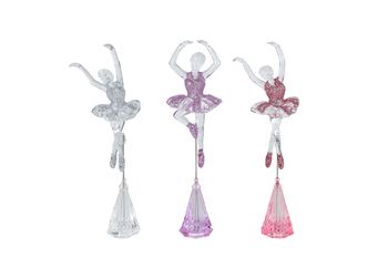 Sculptuur "Ballerina" zilver/lila/roze 6 assortie acryl 4x5,5x20cm