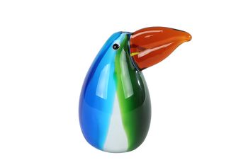 Sculptuur "Toekan" blauw/groen glas 11,5x8x13cm