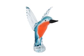 Sculptuur "Kolibri" oranje/blauw glas 16x15x20cm