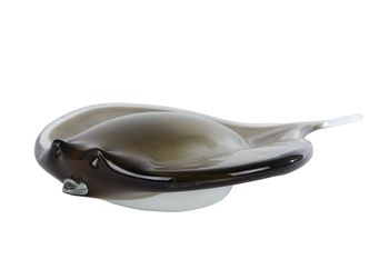 Sculptuur "Platvis" donkergrijs glas 31x18x7cm